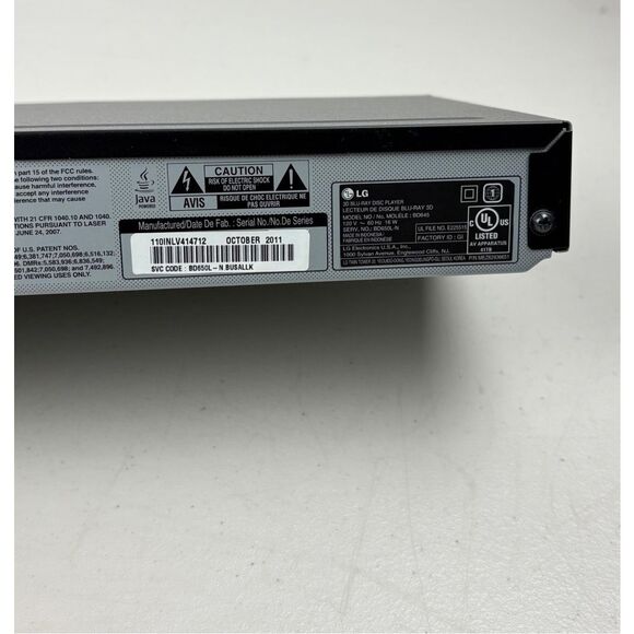 LG 3D Blu-Ray Player BD645 Full HD1080P Dolby Digital Plus BD Live w/ Remote - Picture 8 of 13